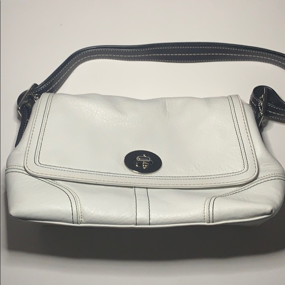 Coach - B&W Pebbled Leather Hamilton Shoulder bag - Picture 1 of 5